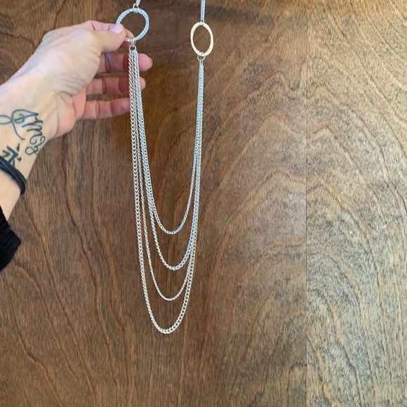 Silver Plated Layered Necklace   - Picture 2 of 6